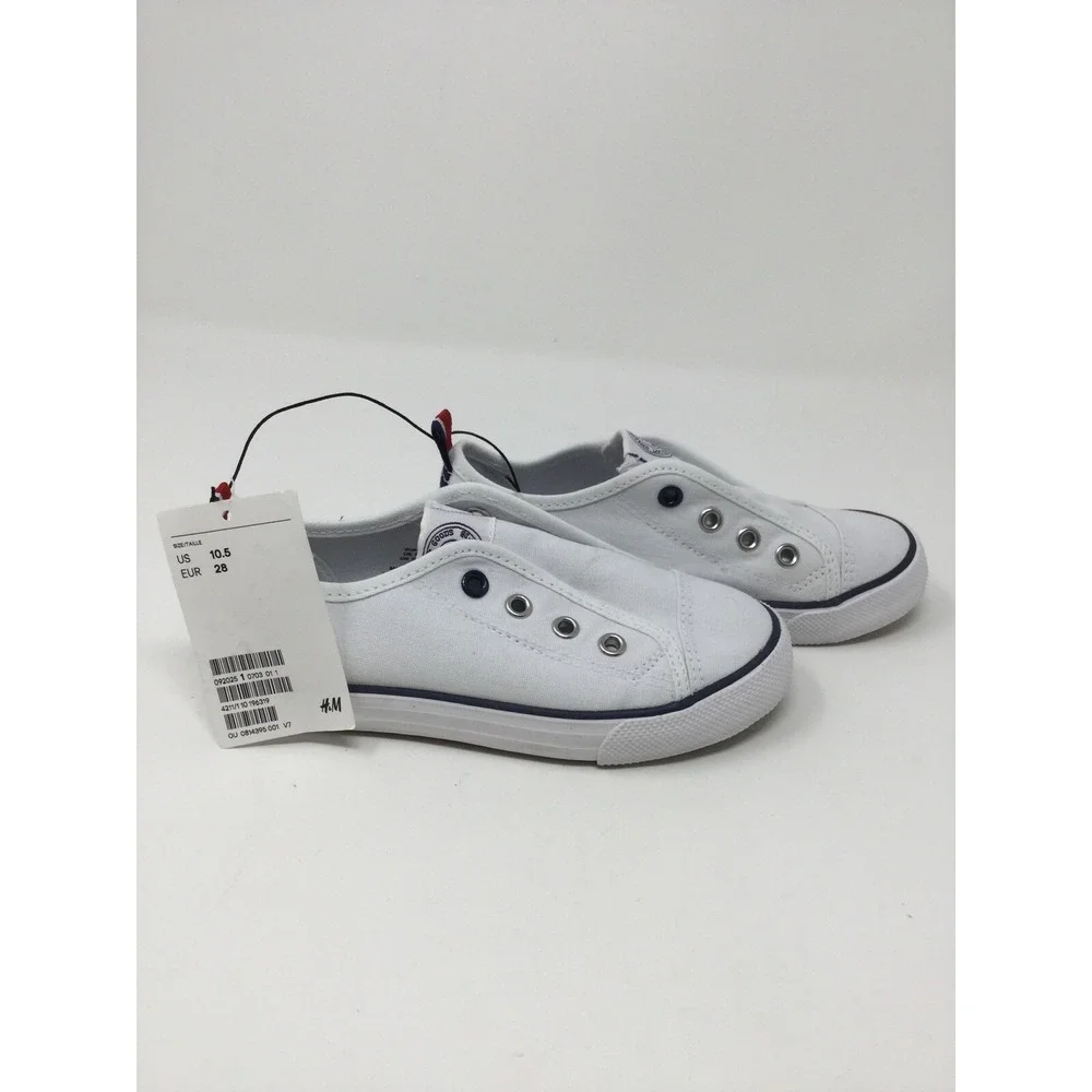 H&M Kids Size 10.5 White Canvas Casual Slip On Shoes
